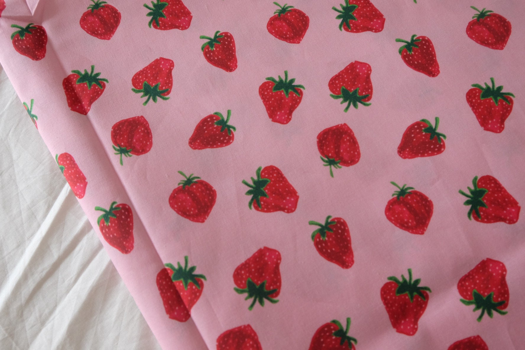 Pink Strawberry Cotton Lawn Fabric – 1.6 yd