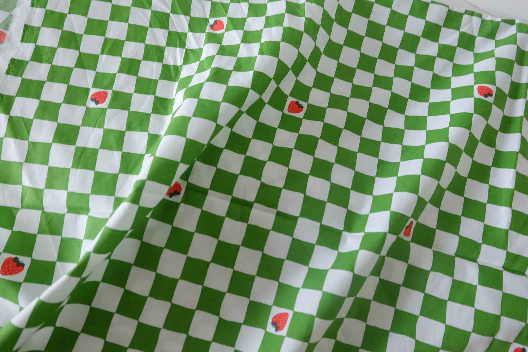 Strawberry Checkerboard Cotton Poplin Fabric – 2.2 yd