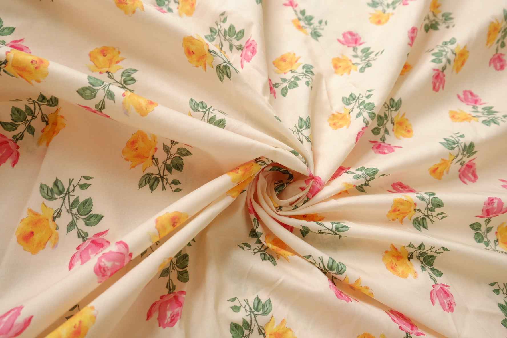 Pink Yellow Rose Lightweight Cotton Poplin — 3.28 yd Piece