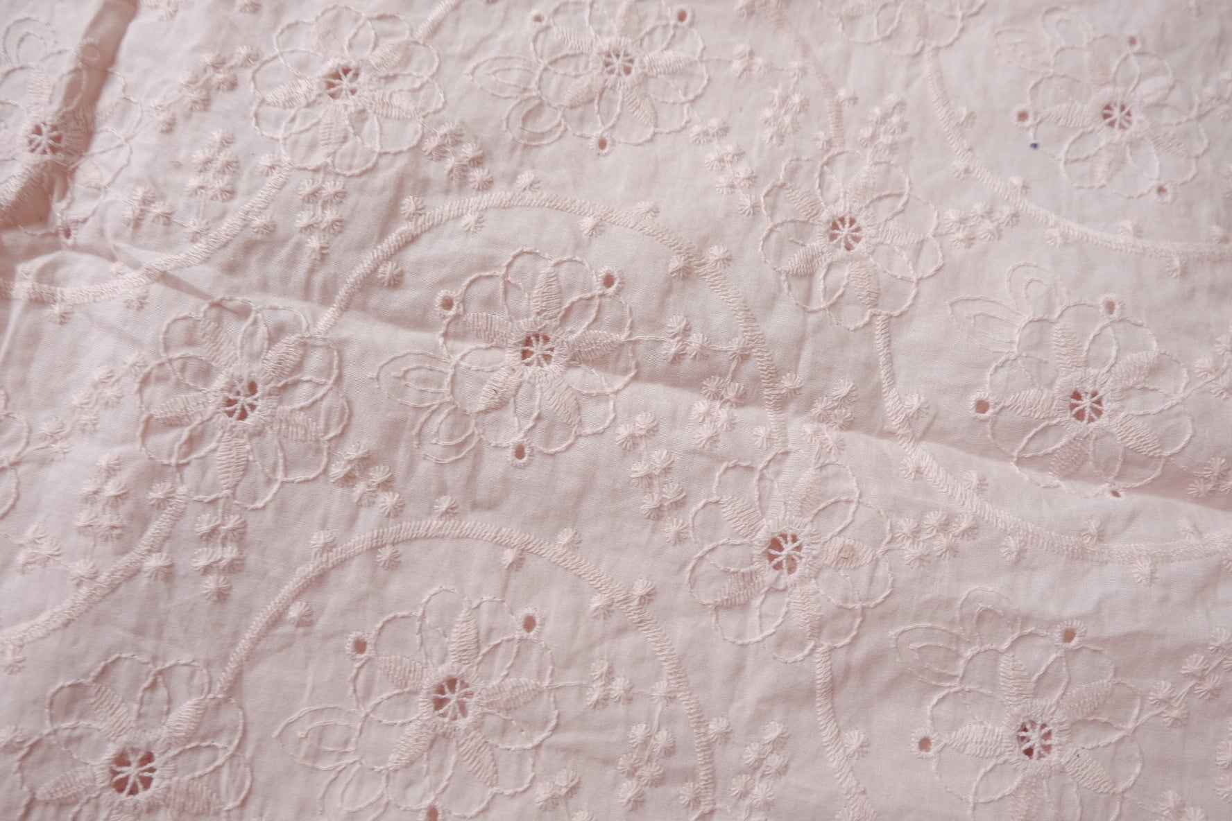 Blush Cotton Eyelet Embroidery Fabric - 2.19 yd
