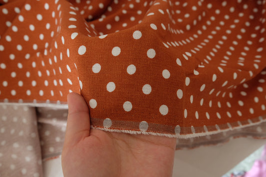 Rust Polka Dot Linen Cotton Fabric – 3.3 yd