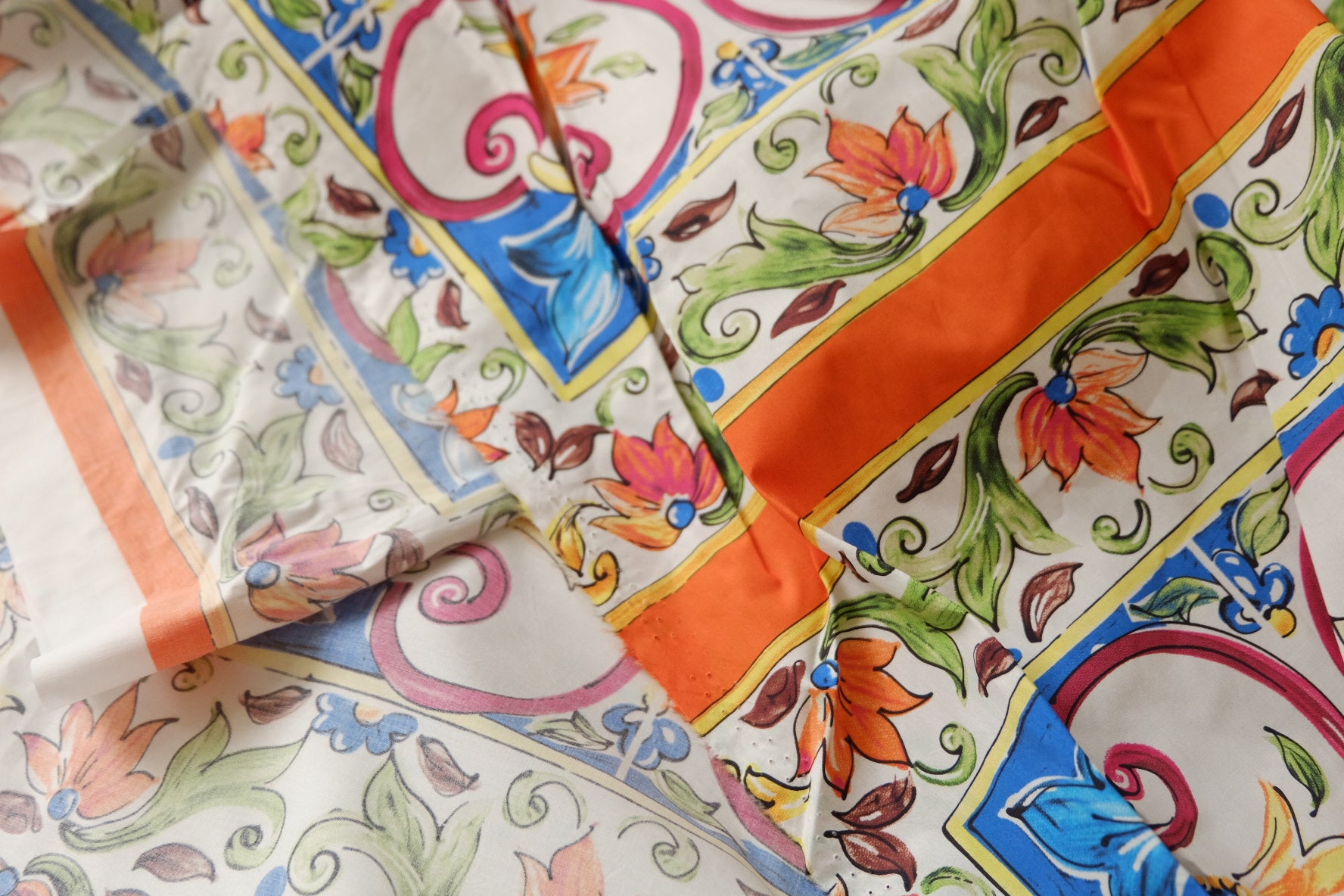 Italian Tile Print Cotton Poplin Fabric 2.2 Yards