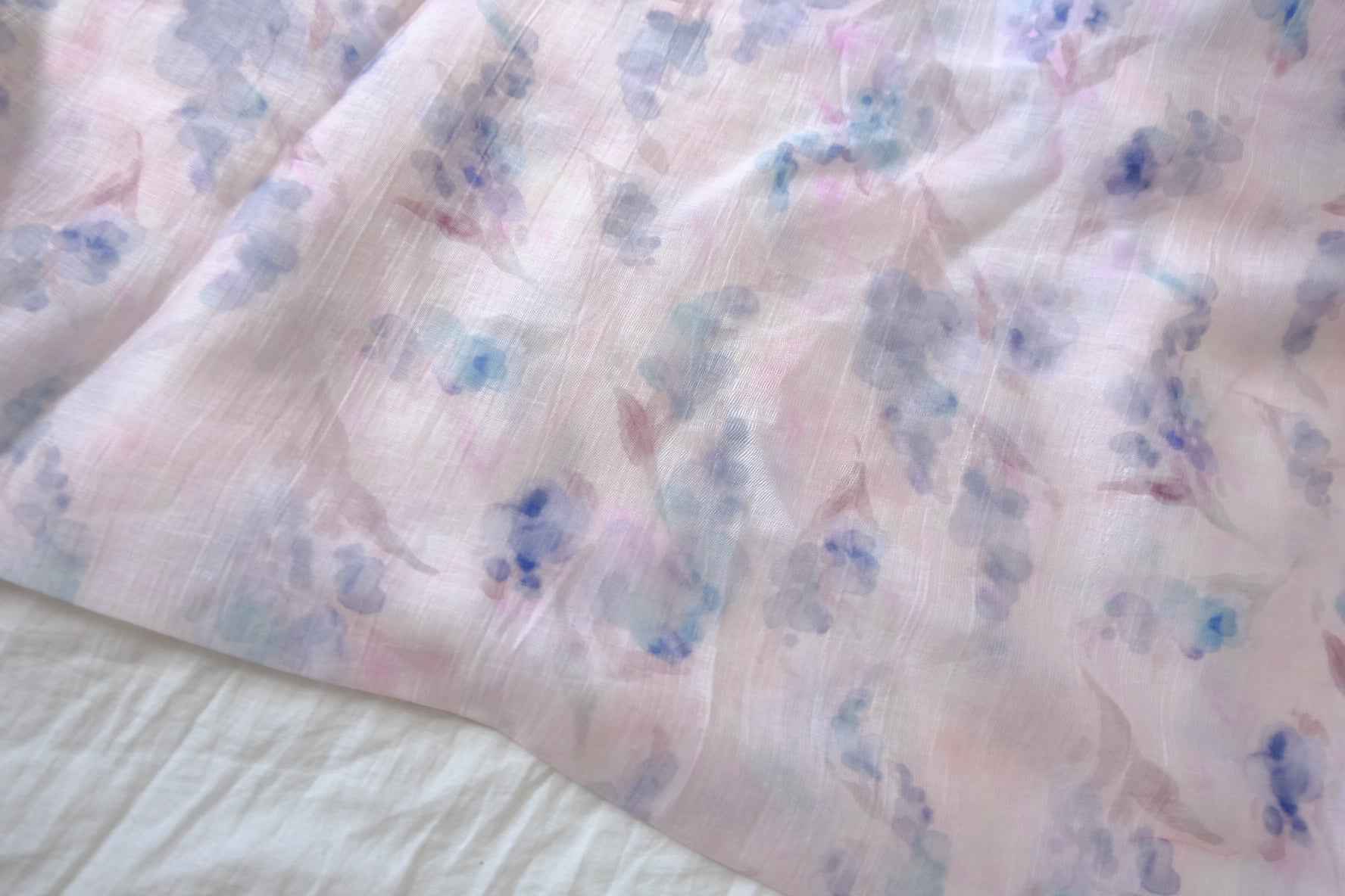 Soft Watercolor Floral Tencel Nylon Cotton Blend Fabric — 3.61 yd