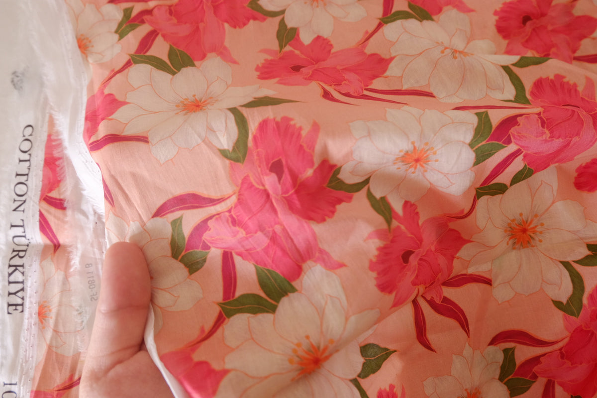 Coral Garden Cotton Lawn – 2.1 yd