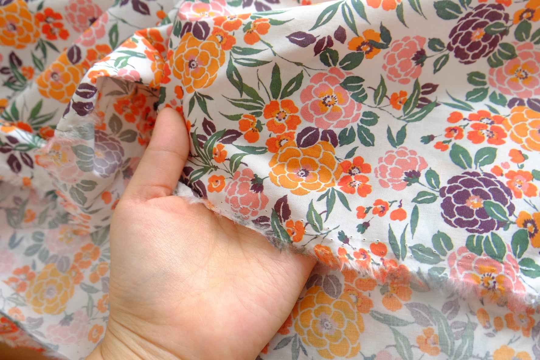 Vintage Garden Cotton Lawn Fabric - 3.83 yd