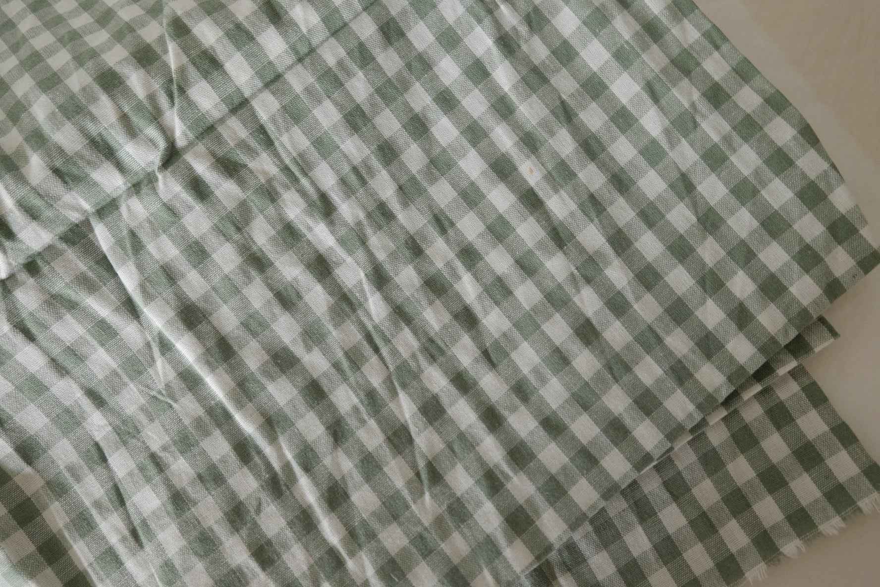 Washed Sage Gingham Cotton Linen Fabric – 3.3 yd