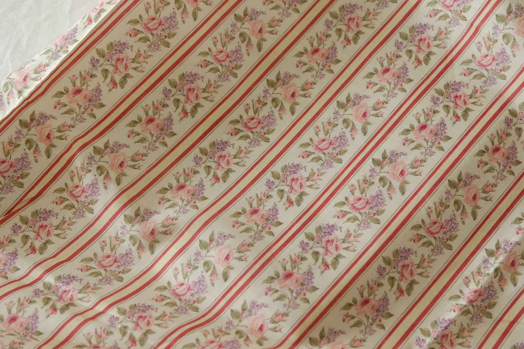 Vintage Rose Stripe Cotton Lawn Fabric – 3.3 yd