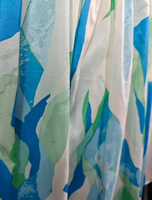 Ocean Wave Abstract Cotton Lawn Fabric — 2.19 yd