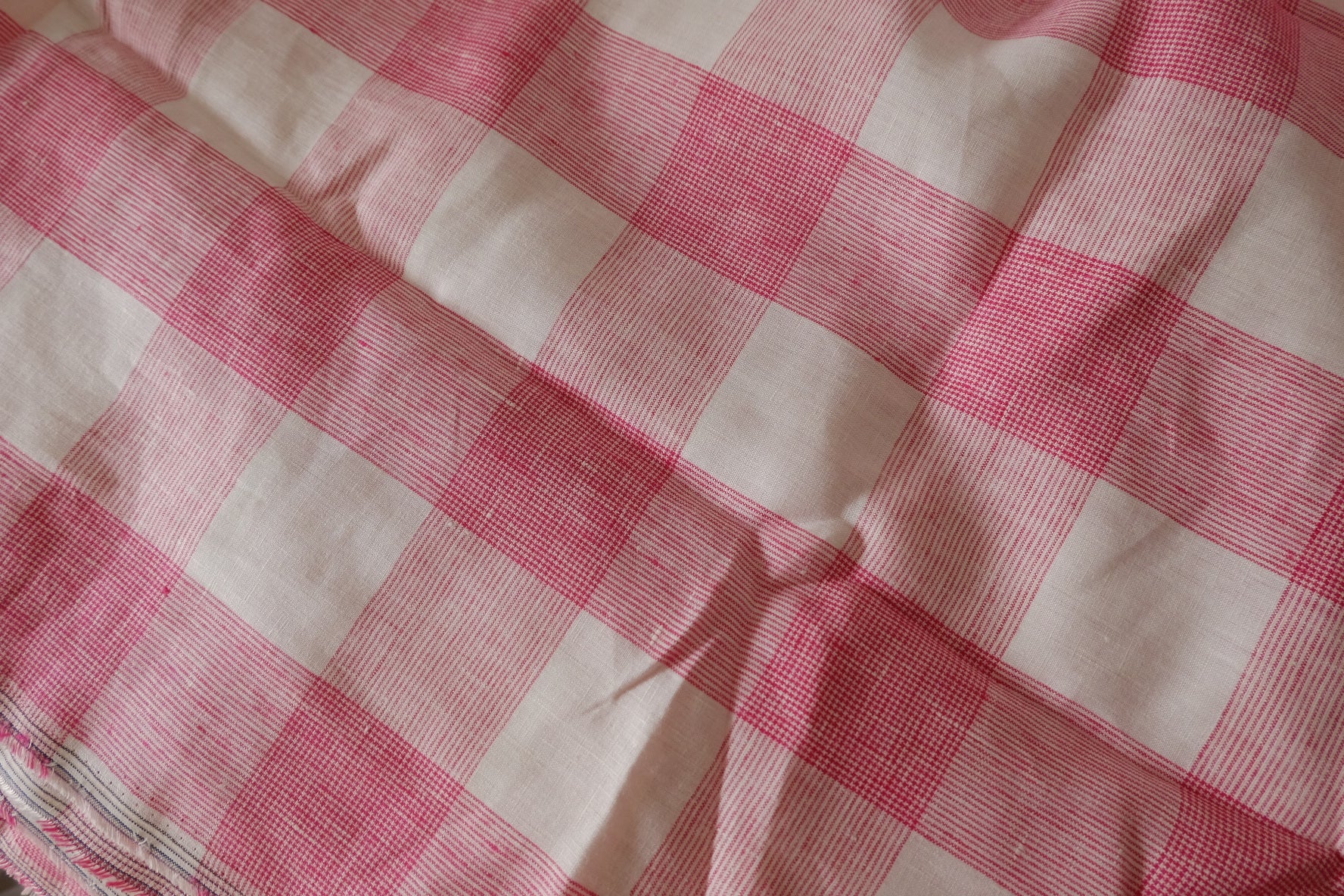 Pink Windowpane Yarn-Dyed Linen Fabric – 2.2 yd