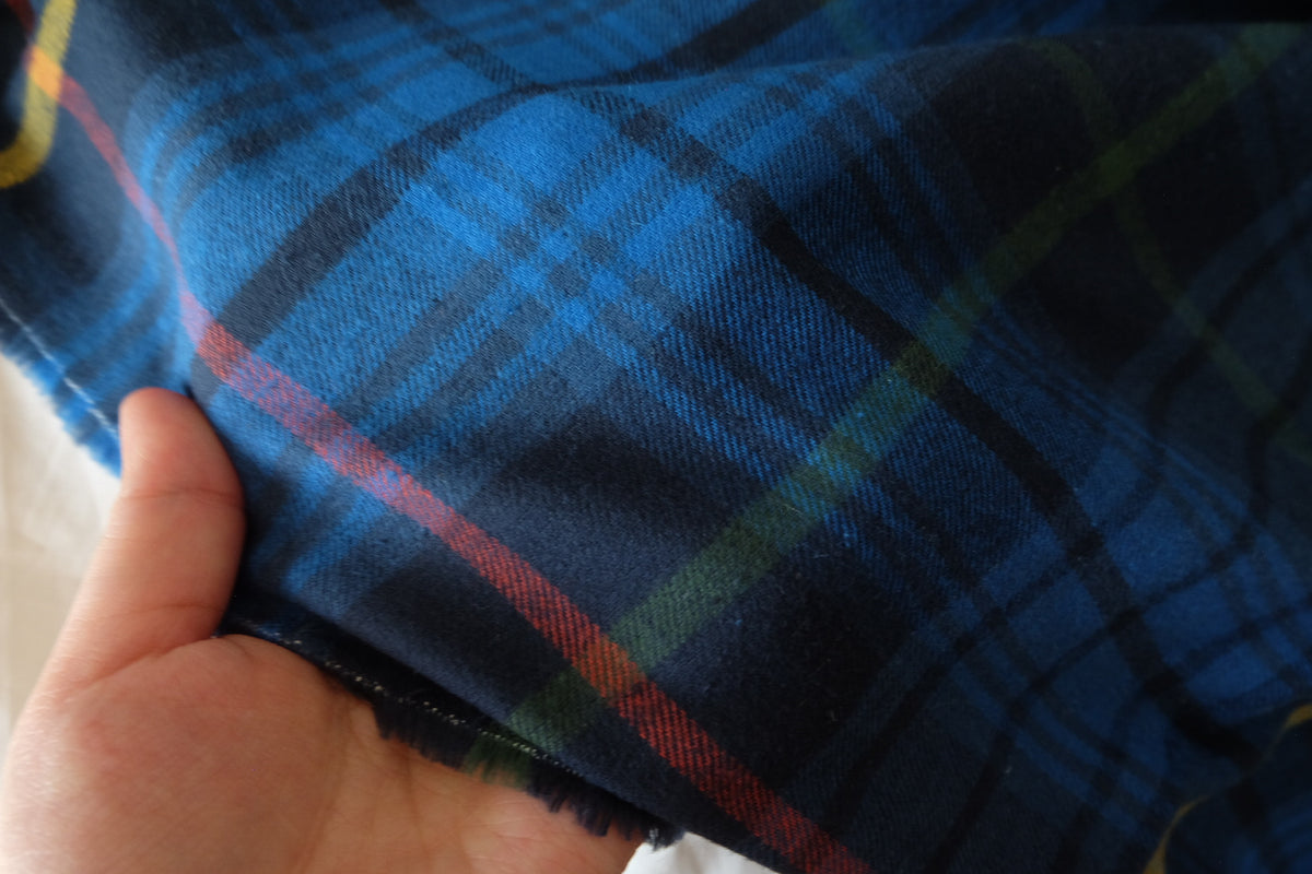 Vintage Blue Tartan Brushed Cotton Flannel-2.2 yards