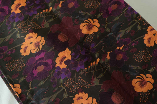 Dark Floral High-Density Cotton Poplin Fabric – 2.7 yd