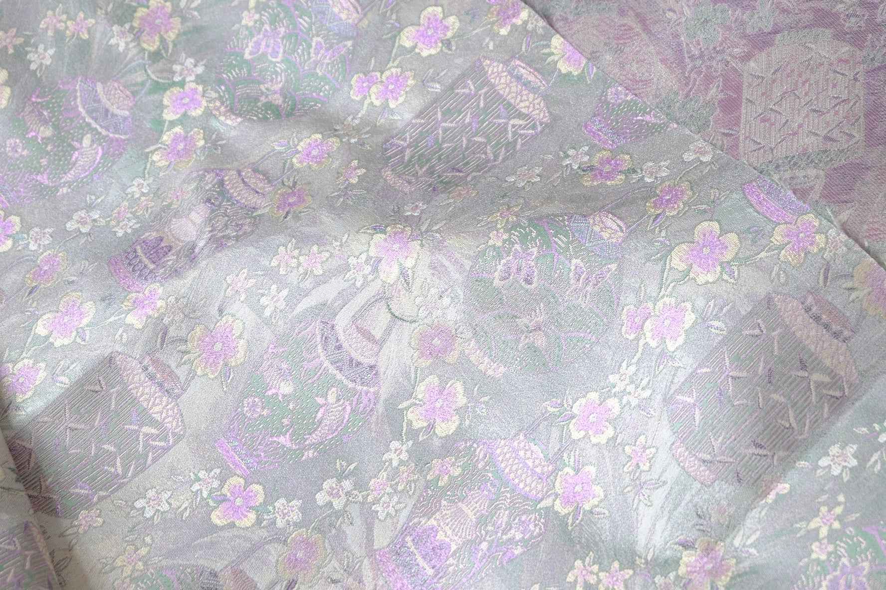 Pastel Floral Vase Jacquard Brocade Fabric, Soft Structured Dress Weight, Sold by the Yard