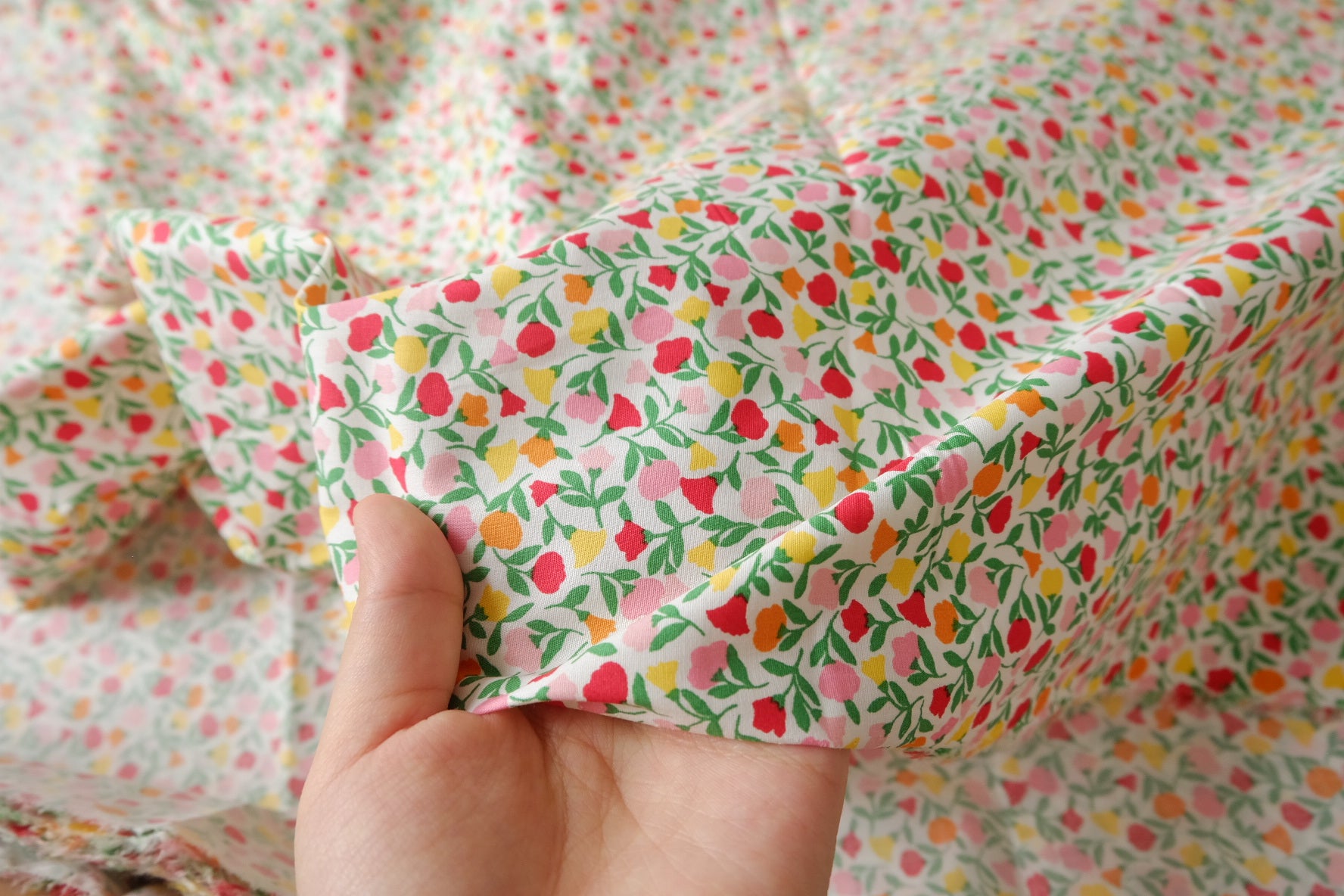 Cheerful Meadow Floral Cotton Fabric - 1.64 yd