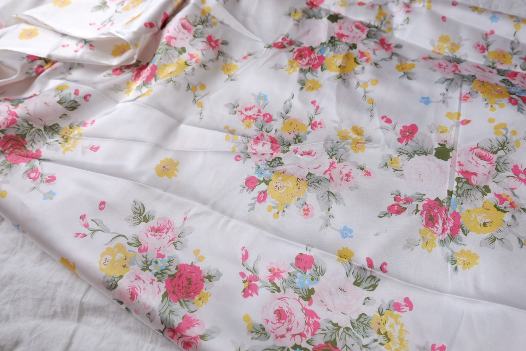 Japanese Rose Floral Silky Polyester Satin — 3.28 yd