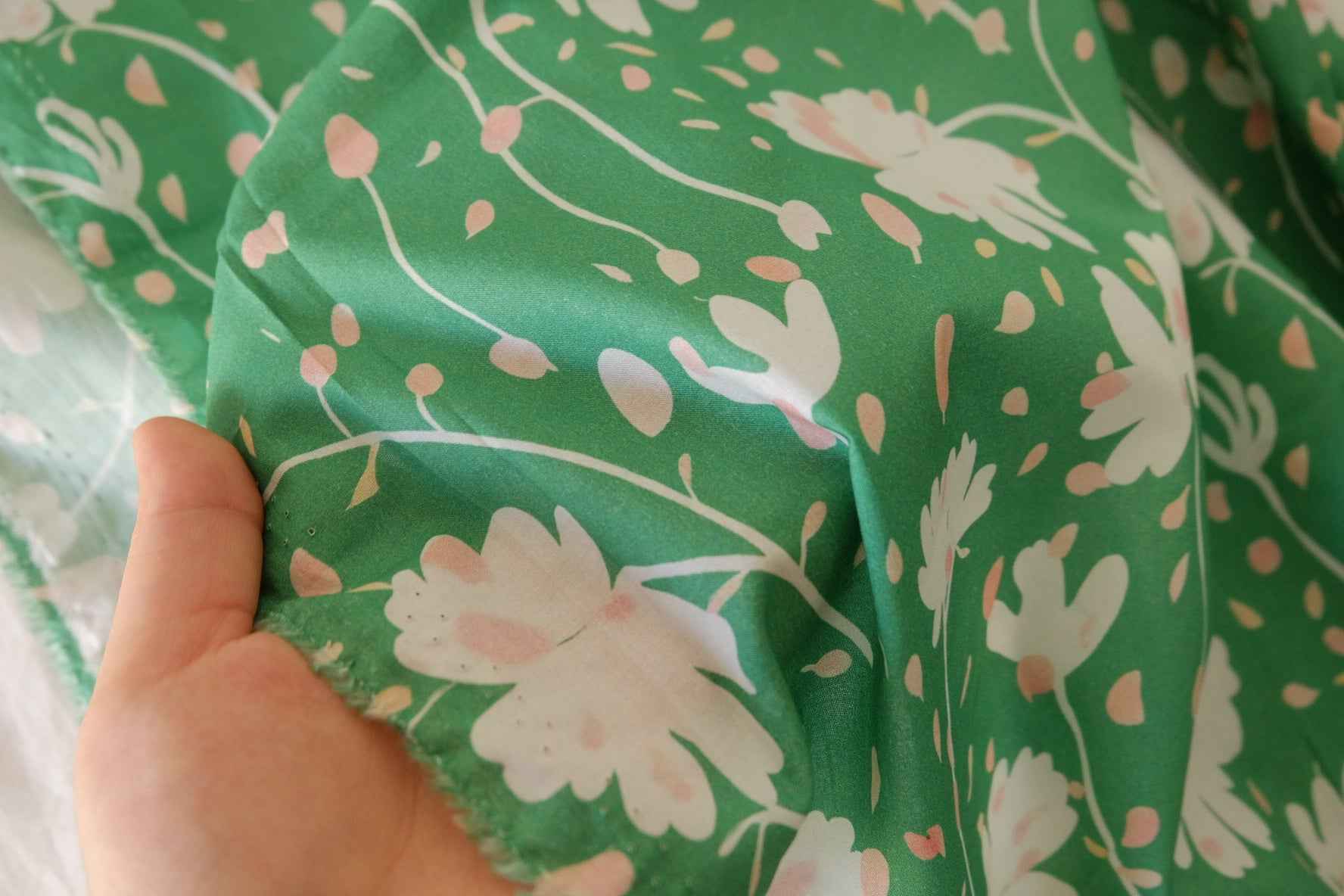 Green Floral Cotton Fabric – 3.3 yd