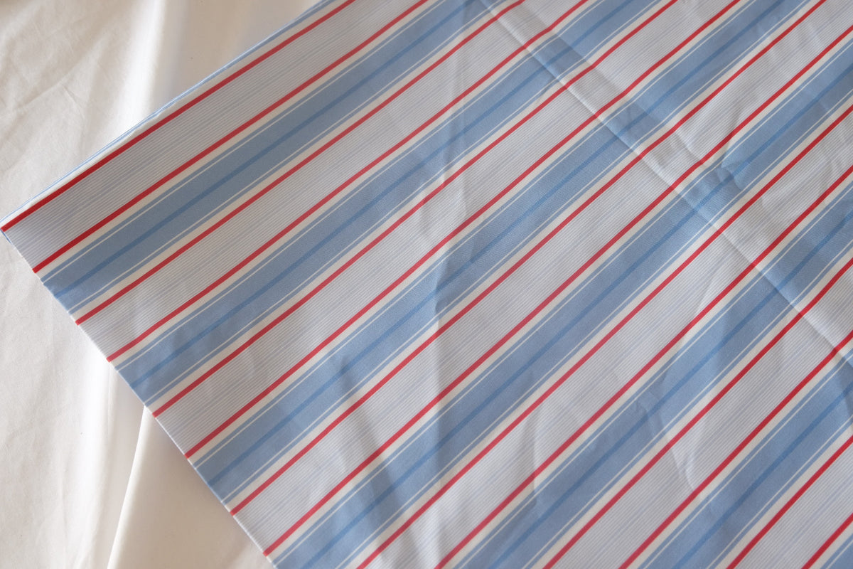 Sky Blue & Red Stripe Heavy Cotton Poplin – 2.2 yd