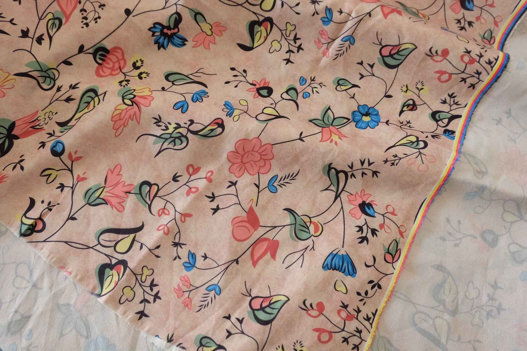 Vintage Garden Satin Fashion Fabric – 1.64 yd
