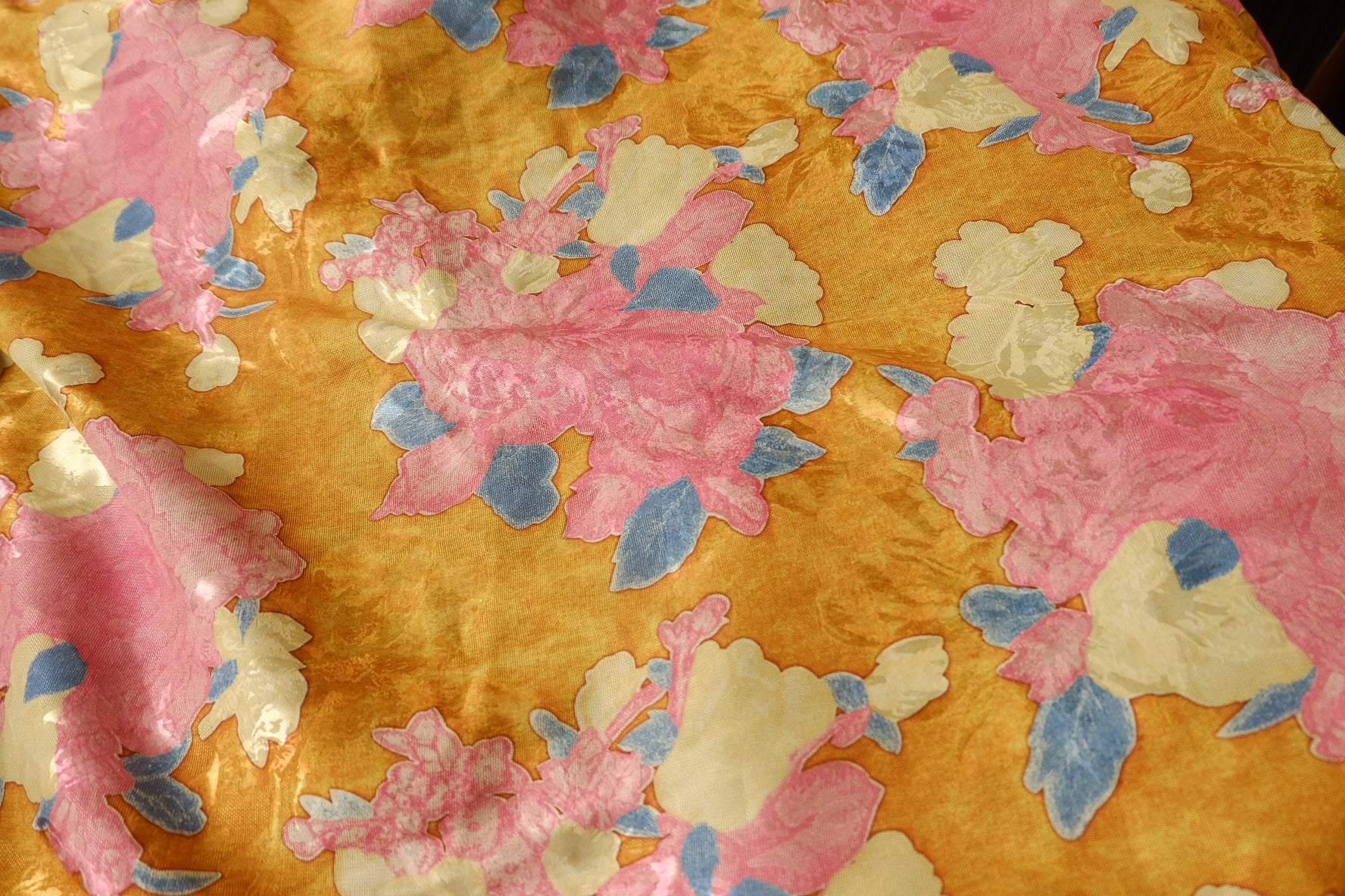 Floral Jacquard Satin Tencel Nylon Fabric with Gambiered Finish, 3.23 Yards