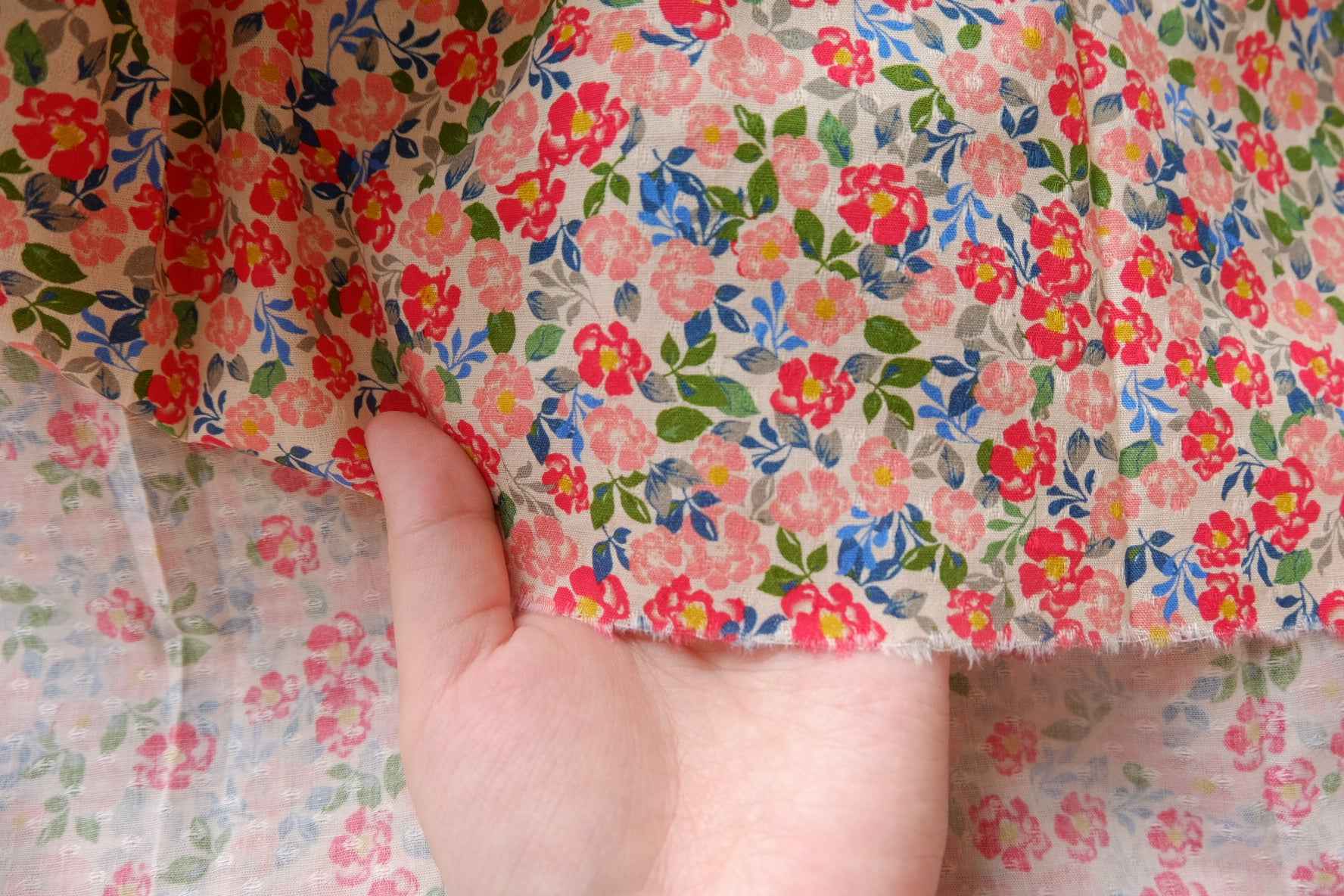 Tiny Garden Floral Jacquard Cotton Poplin Fabric - 3.28 yd