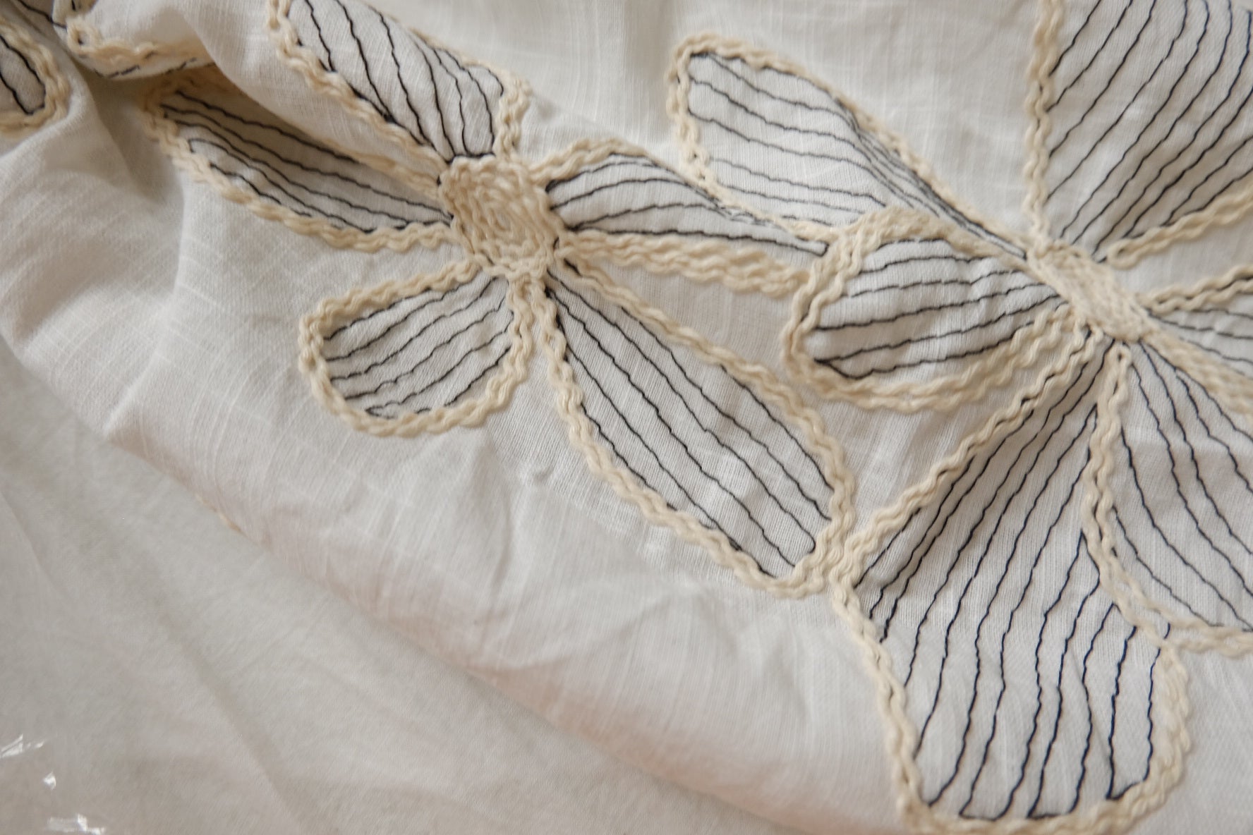 Embroidered Linen-Cotton Floral Fabric - 1.53 yd