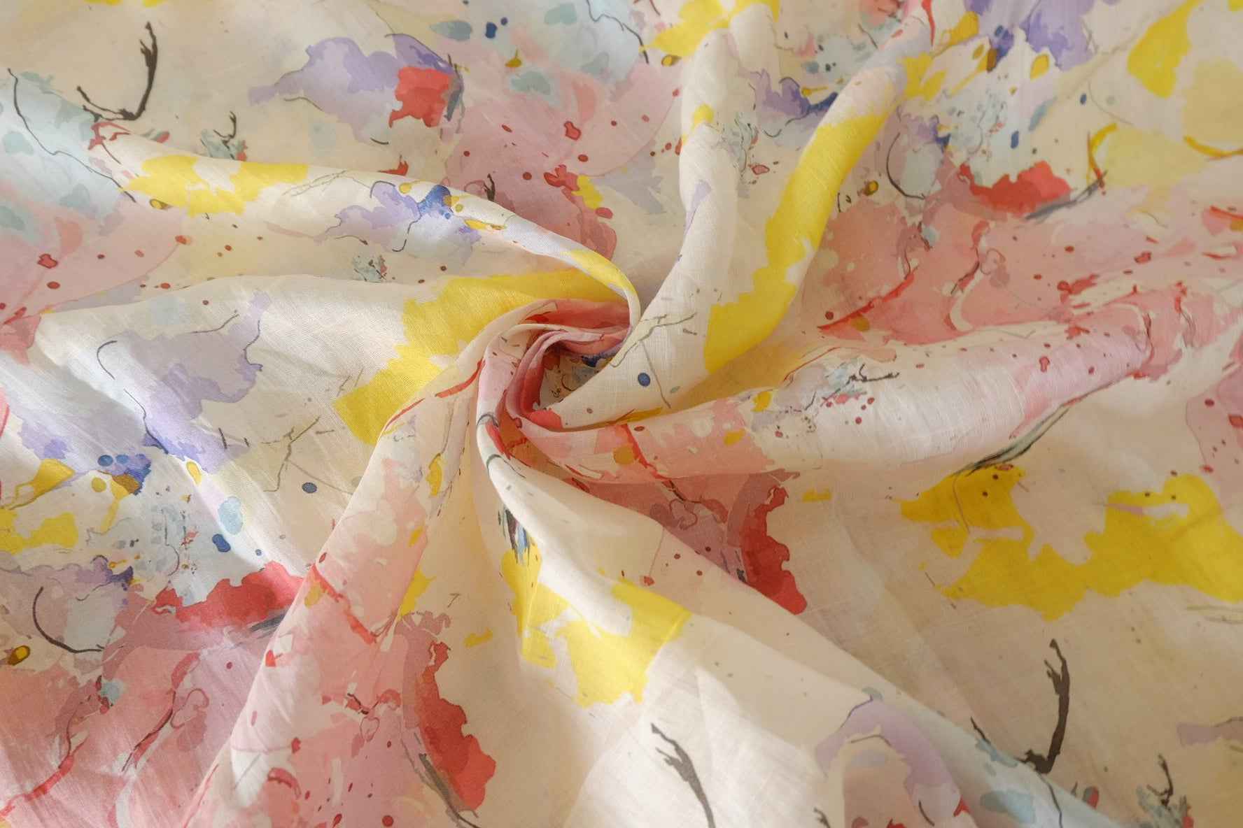 Watercolor Abstract Pure Ramie Fabric – 3.3 yd