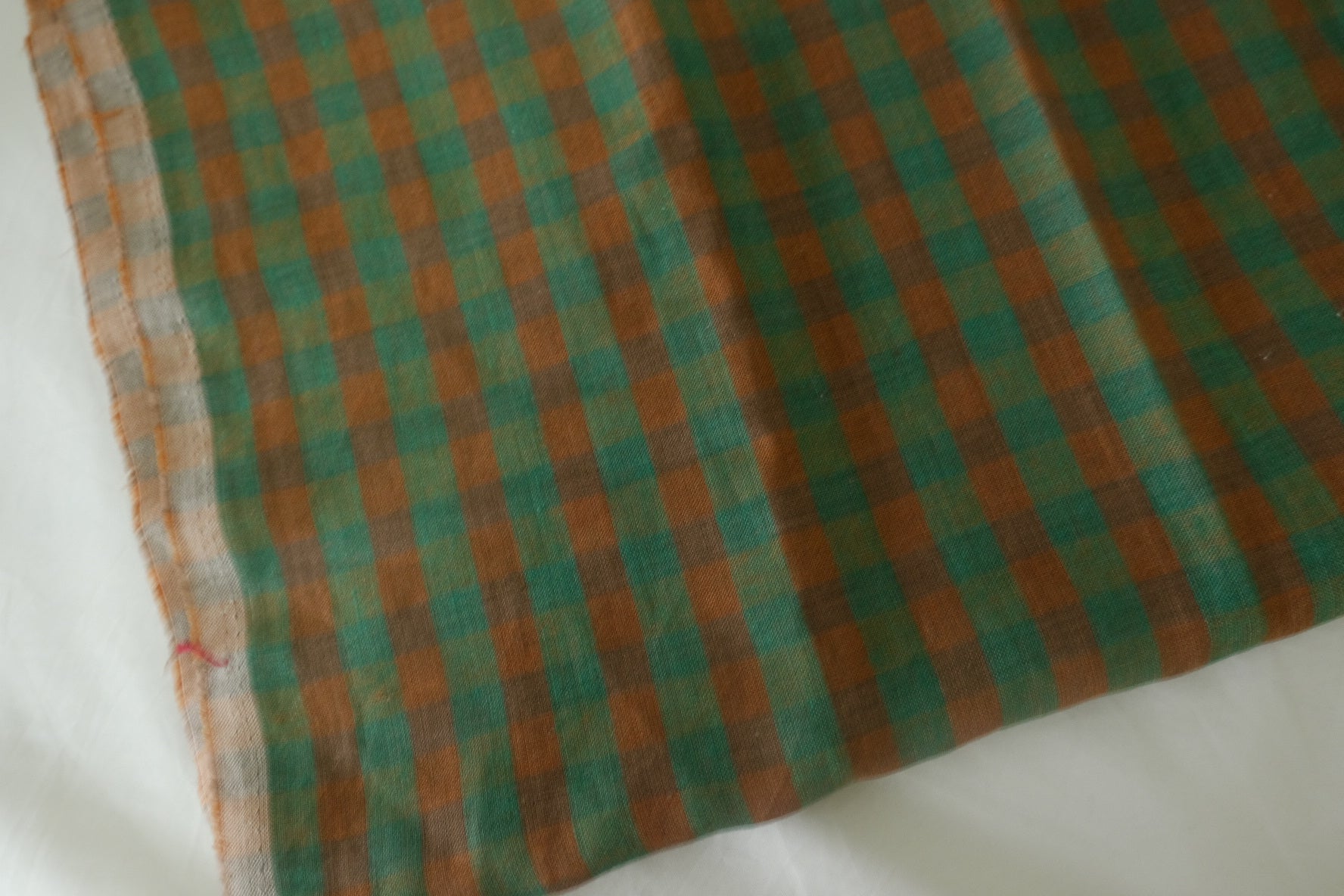 Italian Woven Plaid Pure Linen Fabric – 1.6 yd