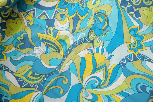 Bold Retro Print Cotton Fabric, 2.19 Yards
