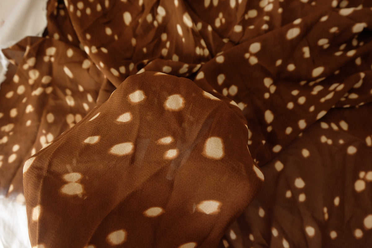 Little Fawn – Caramel Spotted Viscose Fabric – 2.19 / 3.17 yd