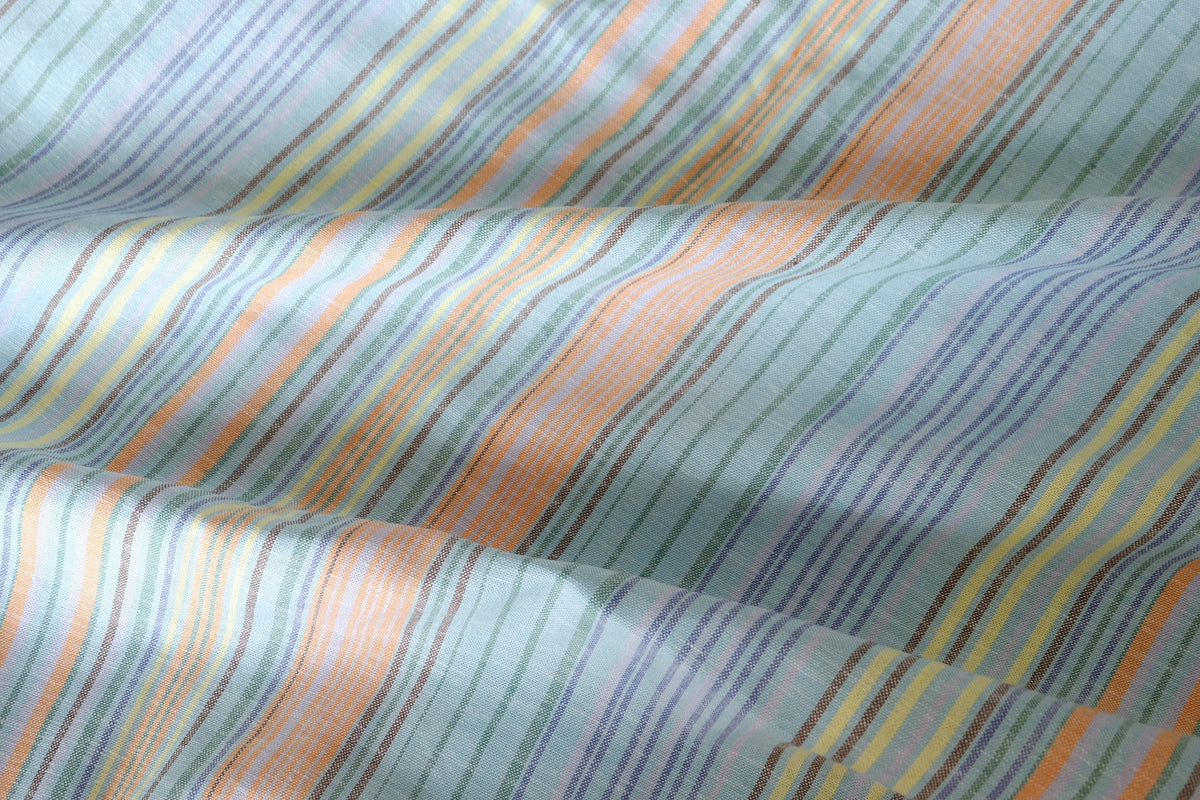 Pastel Rainbow Stripes Yarn-Dyed Linen Cotton Blend – 2.19 yd (Continuous Cut Available)