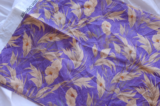 Purple Tropical Floral Cotton Lawn – 1.6 yd