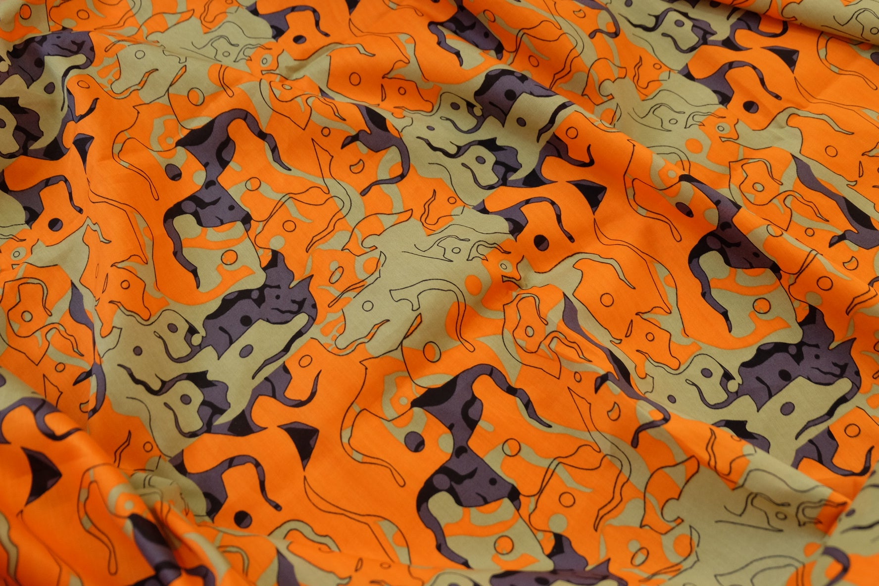 Abstract Orange Cotton Poplin – 2.2 Yards
