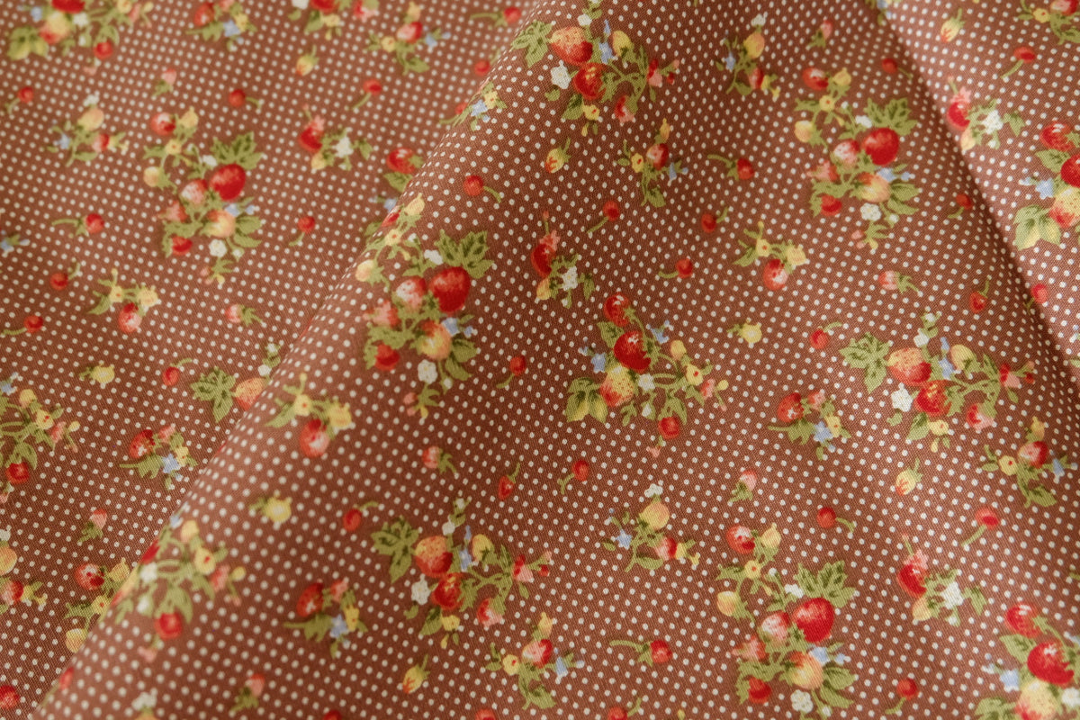 Chocolate Strawberry Dot Cotton – 2.2 yd