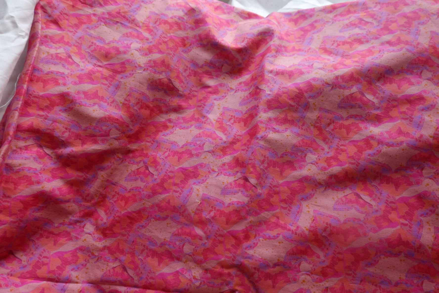 Pink Abstract Floral Cotton Fabric - 2.73 yd