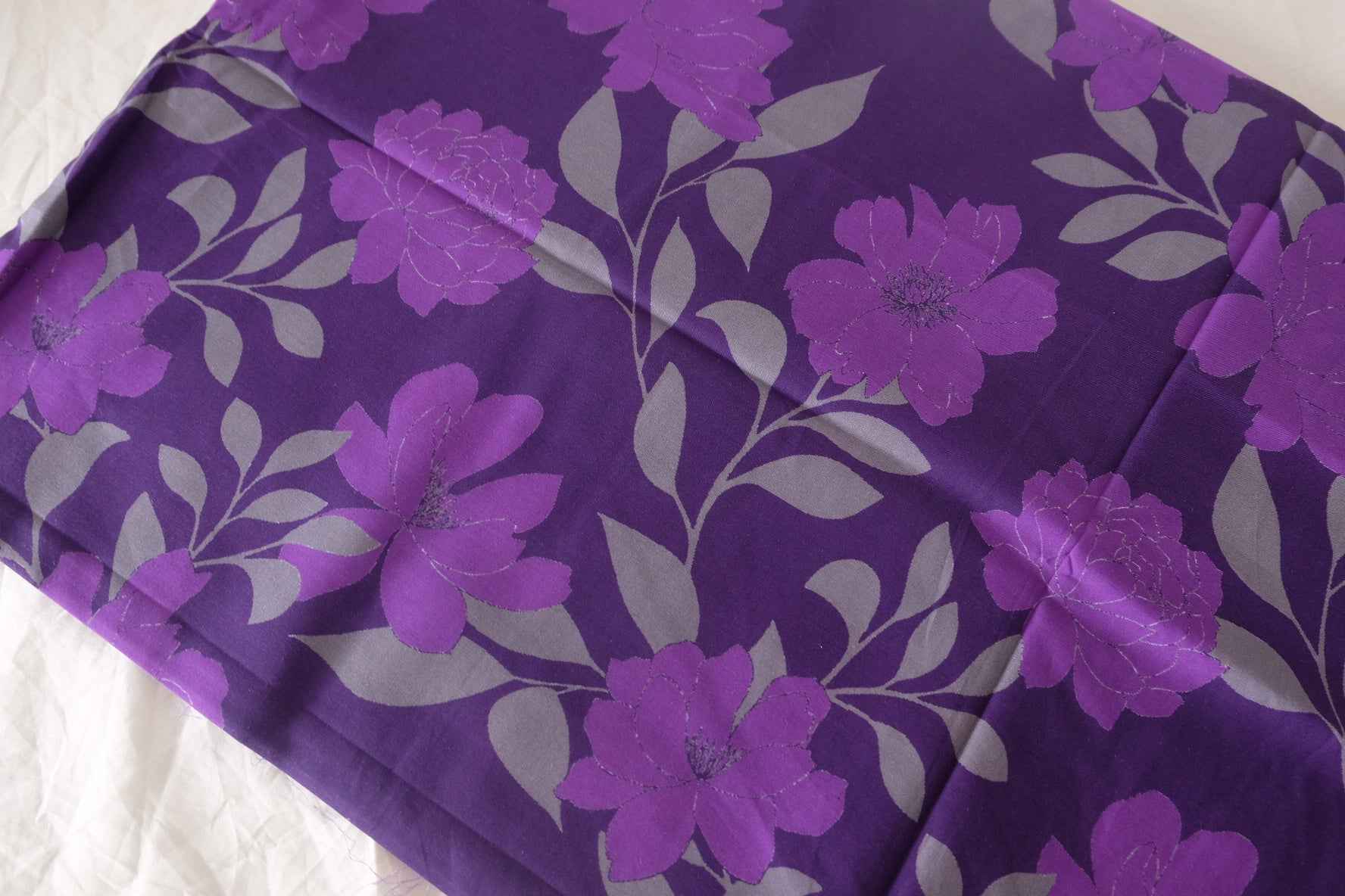 Purple Floral Cotton Voile Fabric – 3.3 Yards