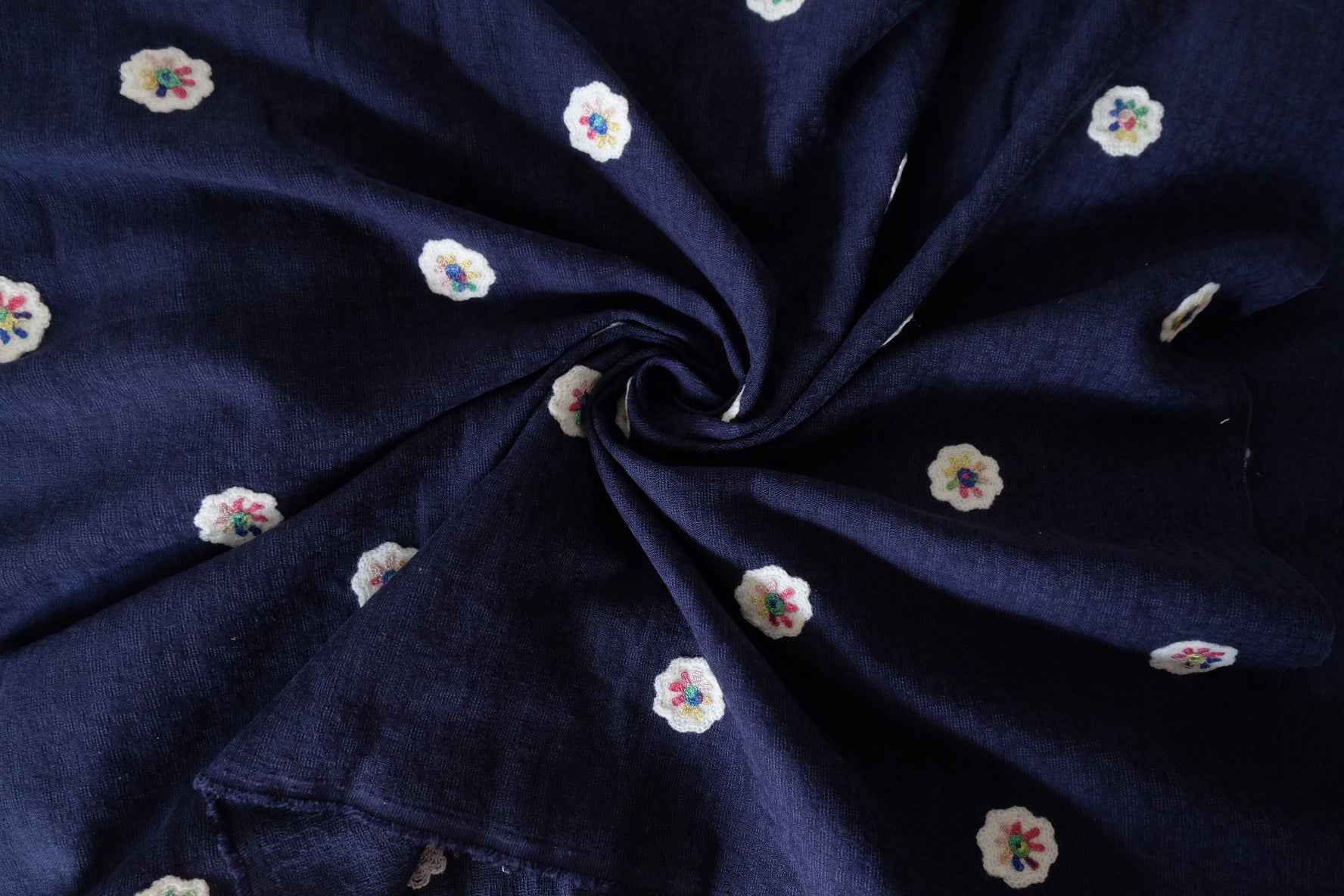 Soft Embroidered Cotton Linen Blend Fabric  – 1.6 yd