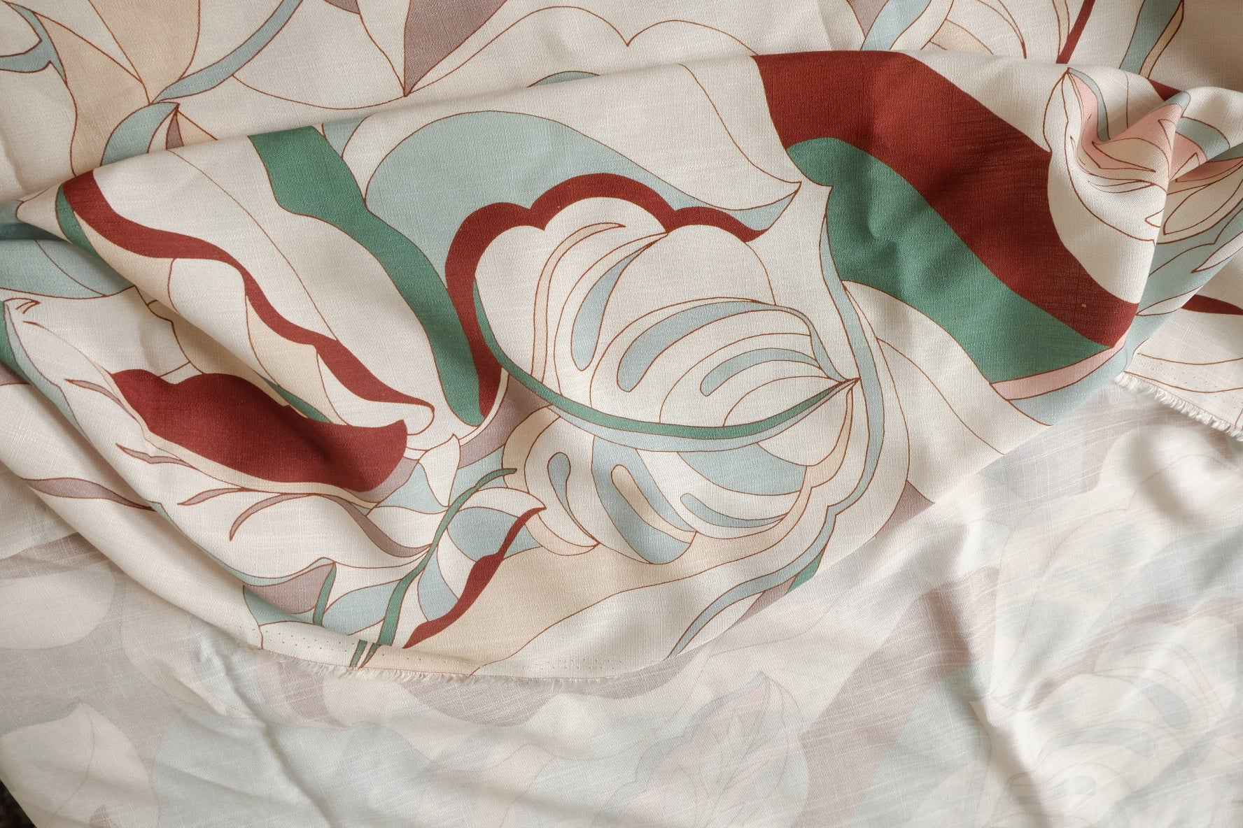 Linen-Lyocell Modern Leaf Fabric - 1.64 yd