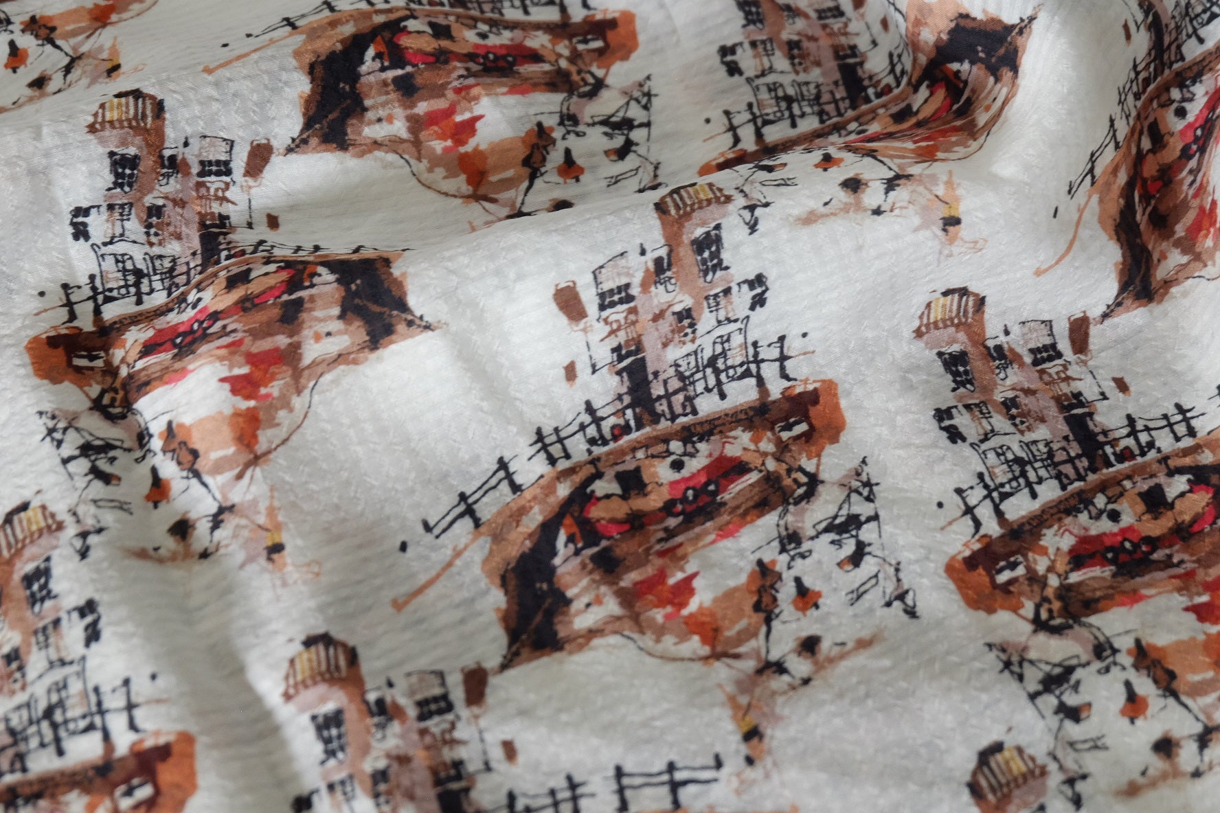 Abstract City Print Tencel Ramie Jacquard Fabric – 3.3 yd