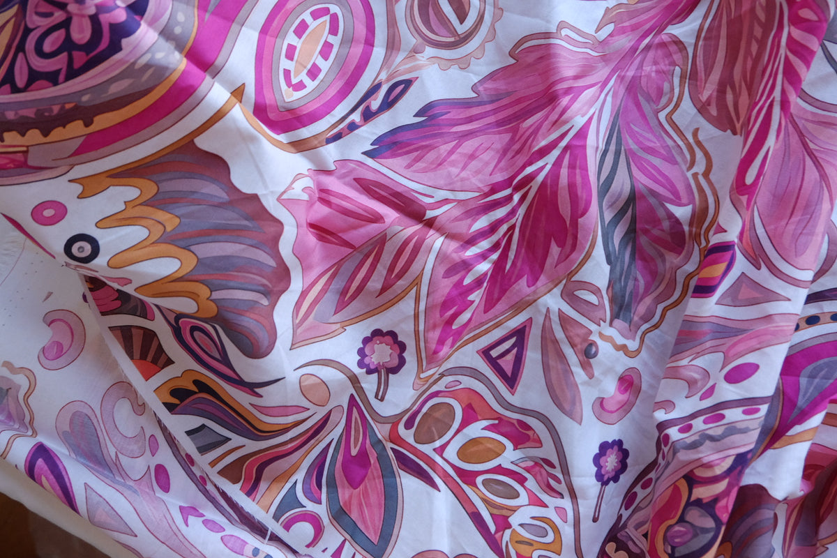 Bohemian Pink Paisley Cotton Lawn Fabric – 1.53 yd