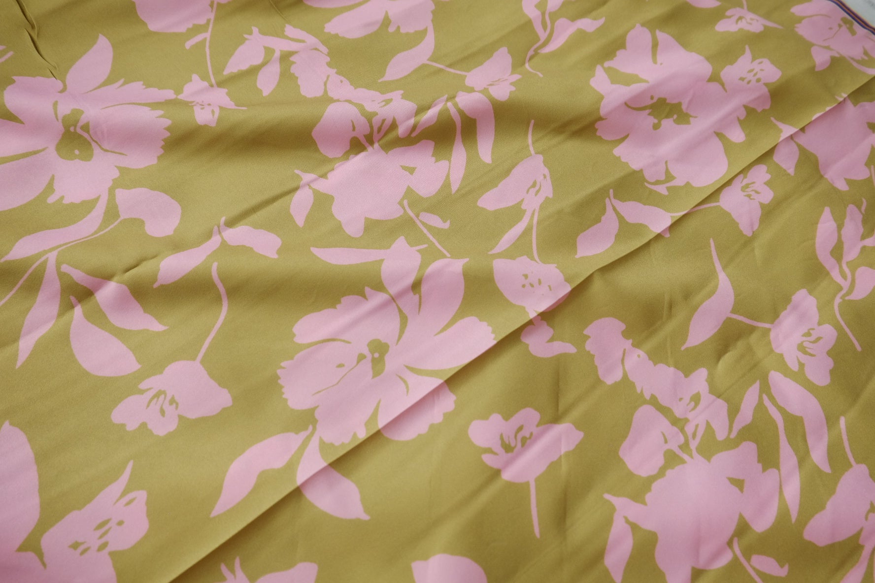 Pink Floral Satin Fabric - 2.84 yd