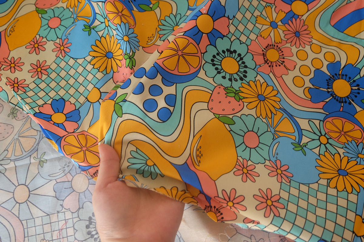 Retro Fruit & Flower Cotton Poplin – 2.2 yd