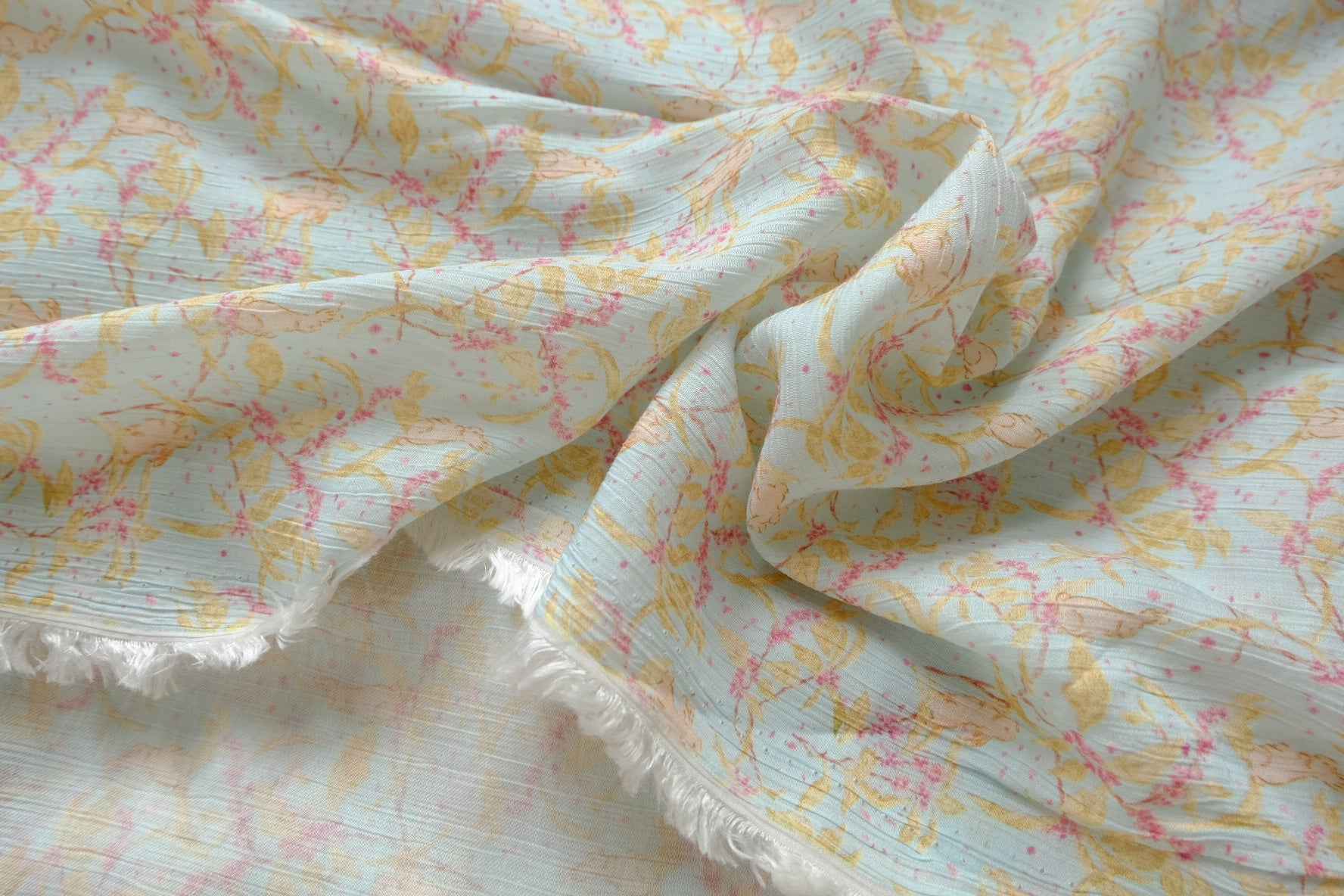 Pastel Bunny Tencel Cotton Fabric, Soft Textured Summer Dress Weight, 3.28 Yards