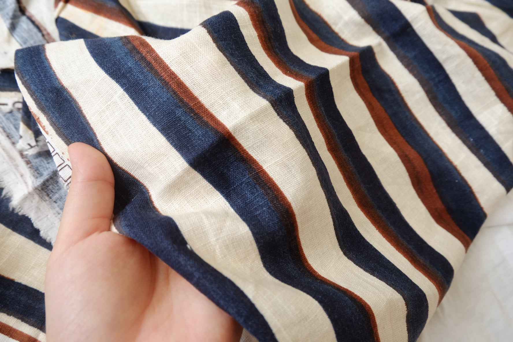 Painterly Stripe Linen Cotton Blend Fabric — 1.53 yd