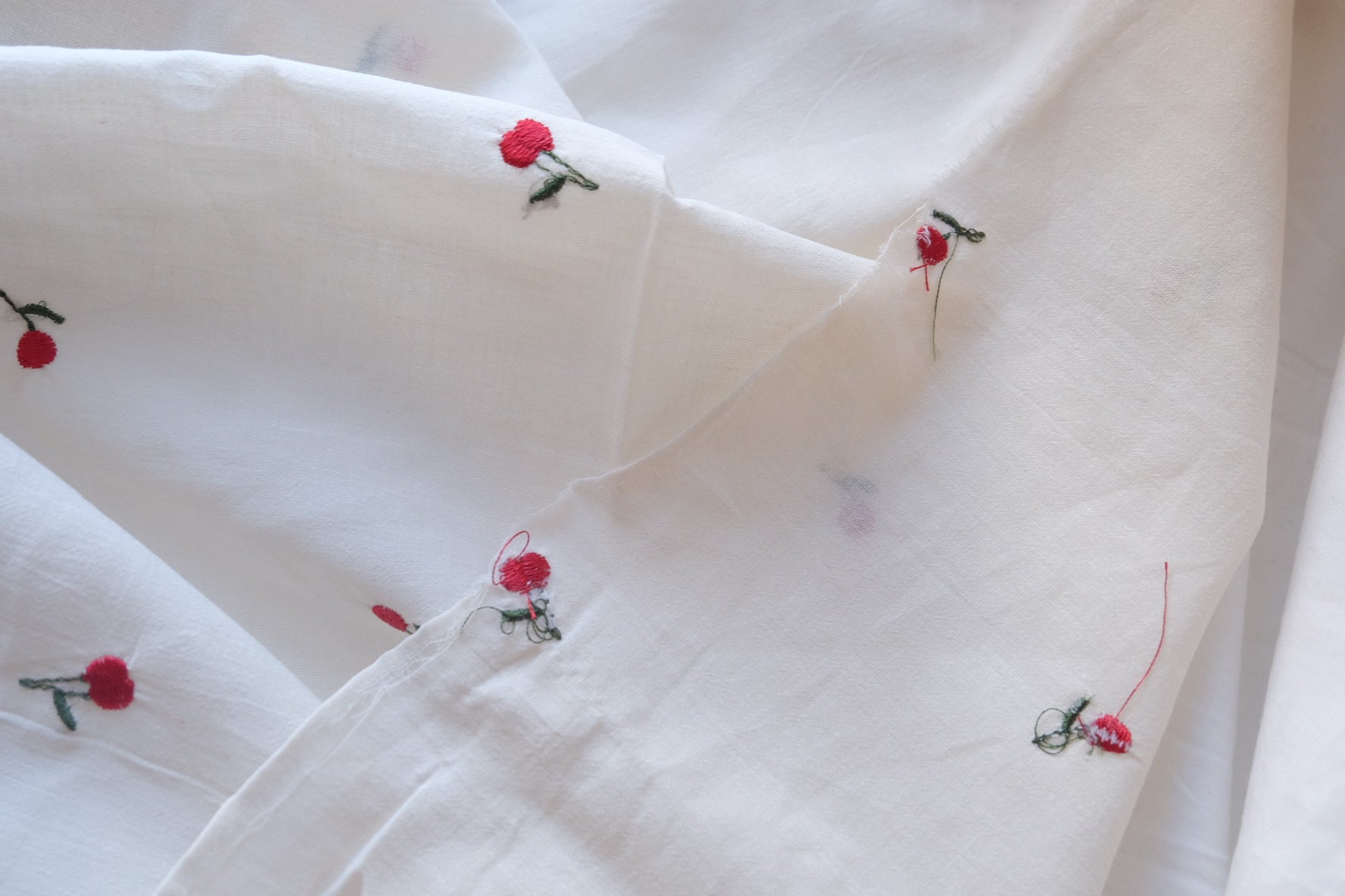 Tiny Cherry Embroidered Cotton – 2.2 yd