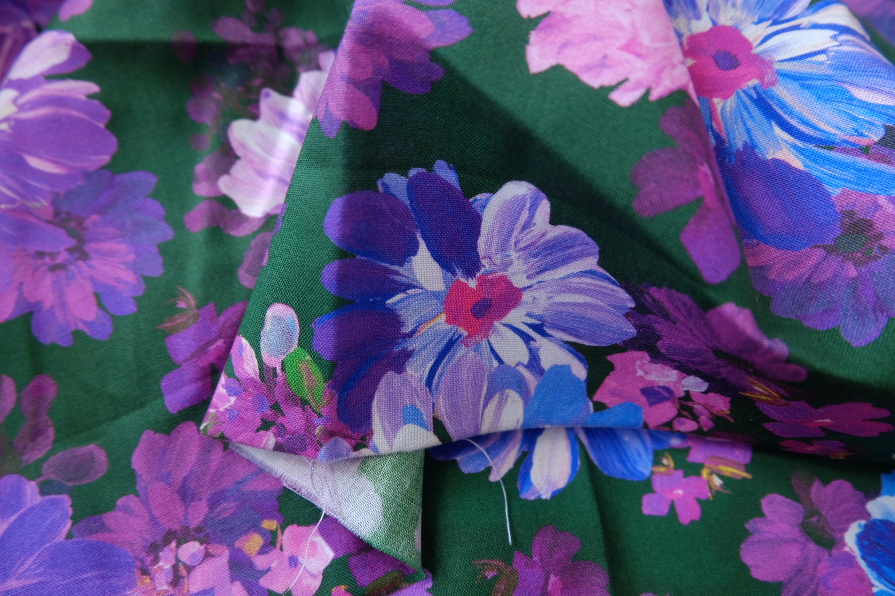 Painterly Purple Floral Cotton Fabric (4.4 Yards)