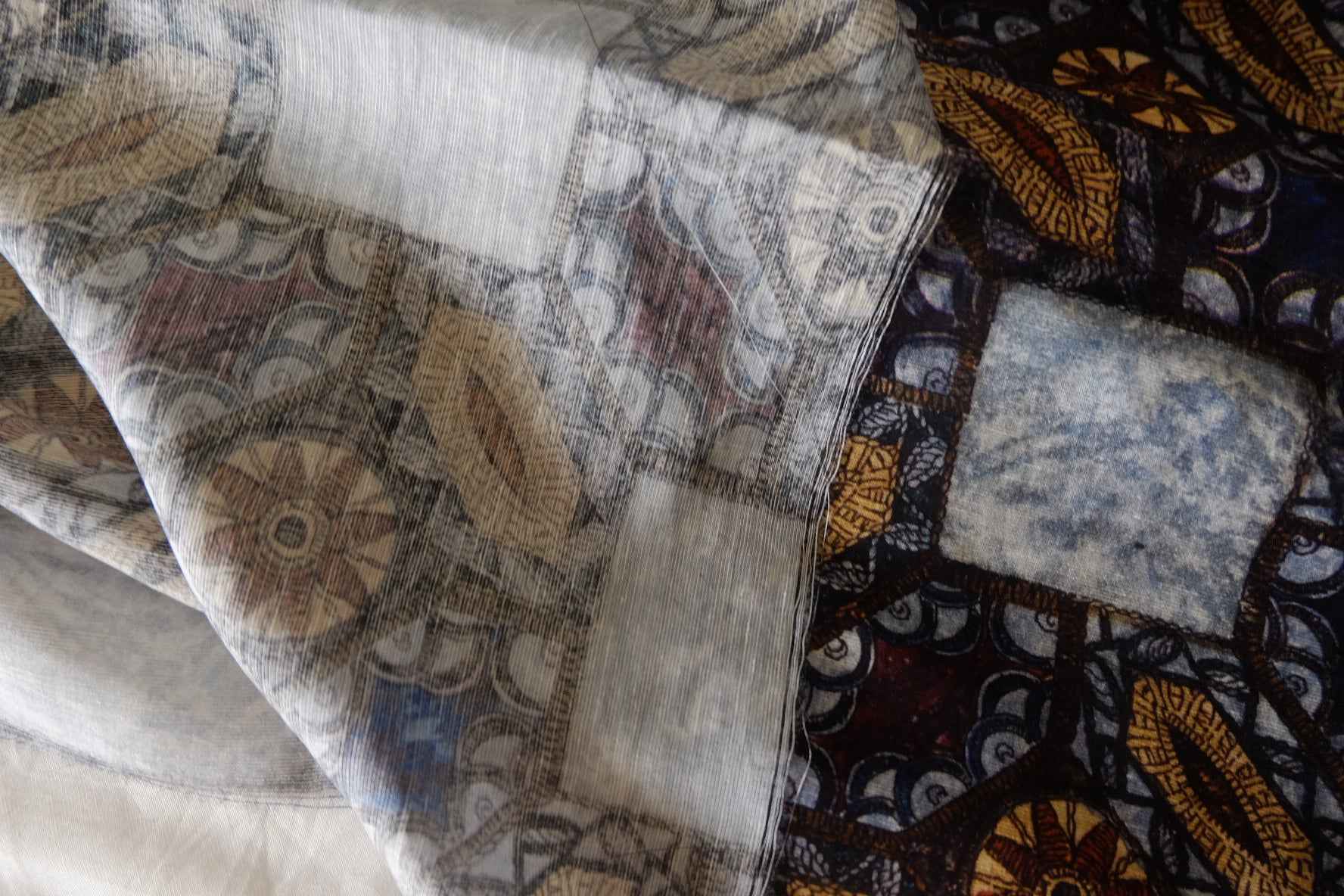 Indigo Mosaic Tencel Ramie Fabric – 3.1 yd