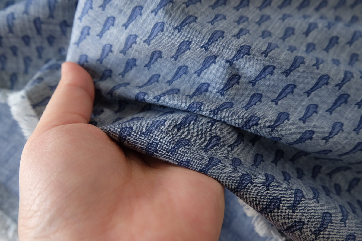 Little Blue Birds Lightweight Cotton Denim – 2.19 yd