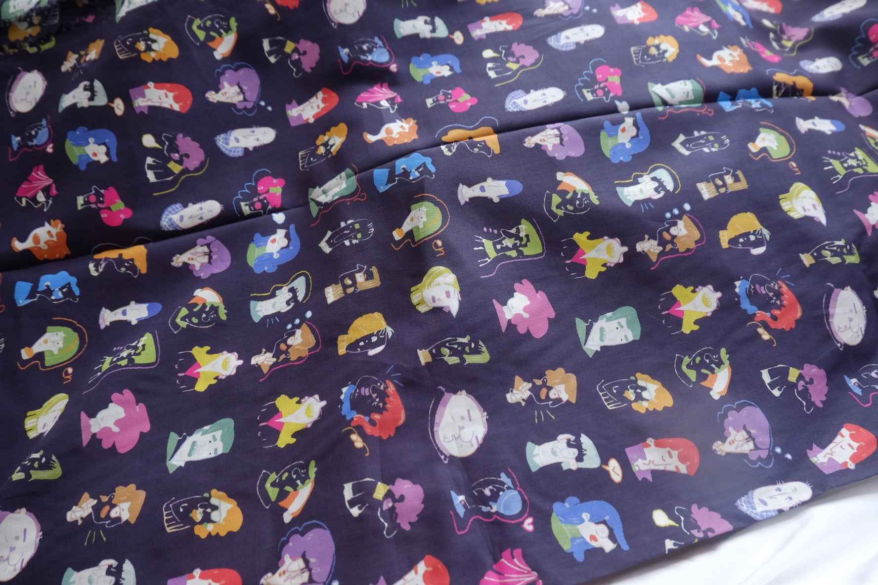 Navy Portrait Cotton Lawn Fabric - 2.73 yd