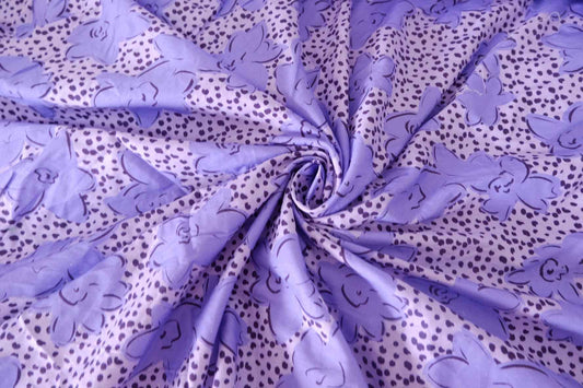 Purple Abstract Floral Cotton Fabric – 3.8 yd