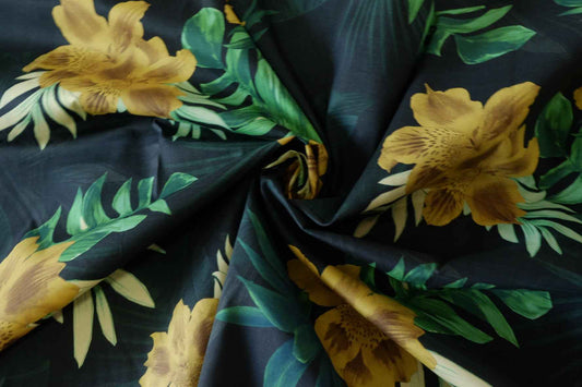 Midnight Tropical Floral Cotton Poplin – 3.3 yd