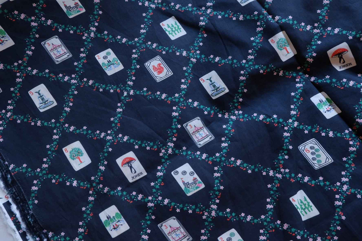 Midnight Garden Playing Cards Cotton Poplin Fabric – 2.19 yd
